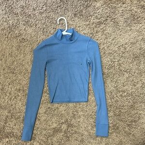 American Eagle Blue Long Sleeve Mock Neck Women's Top